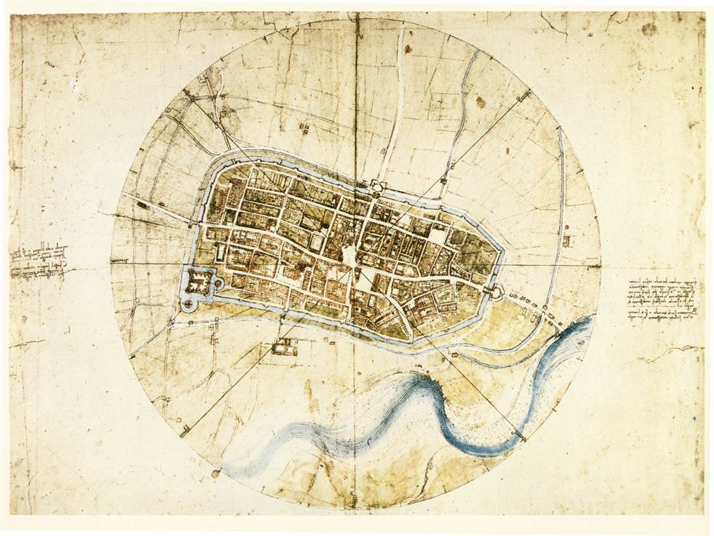 Leonardo da Vinci's town plan of Imola.